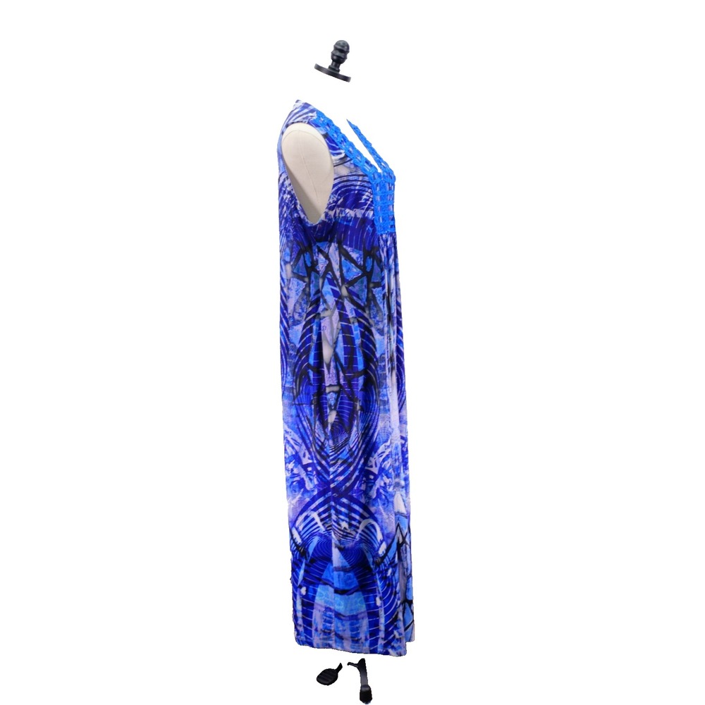 Apt. 9 Purple Blue Lace V-Neck Sleeveless Full Length Dress XL Polyester Spandex - Picture 5 of 7